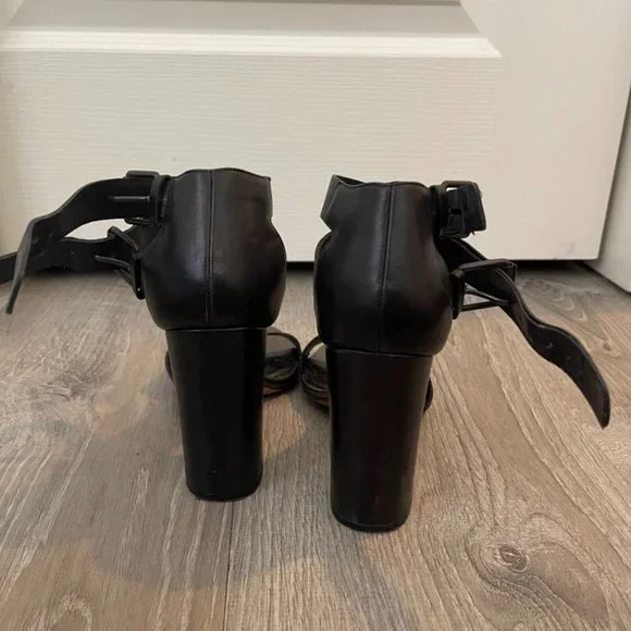 Vince Lana Metallic Chunky Block Heels Colorblock Double-Buckle Sandals Sz 39 - Picture 3 of 5